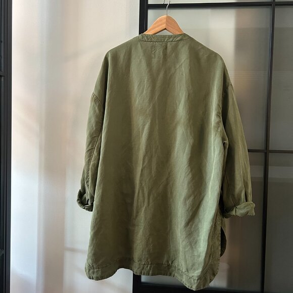 Zara Linen blend Jacket with Pockets Khaki, Medium, Like New - Picture 5 of 6